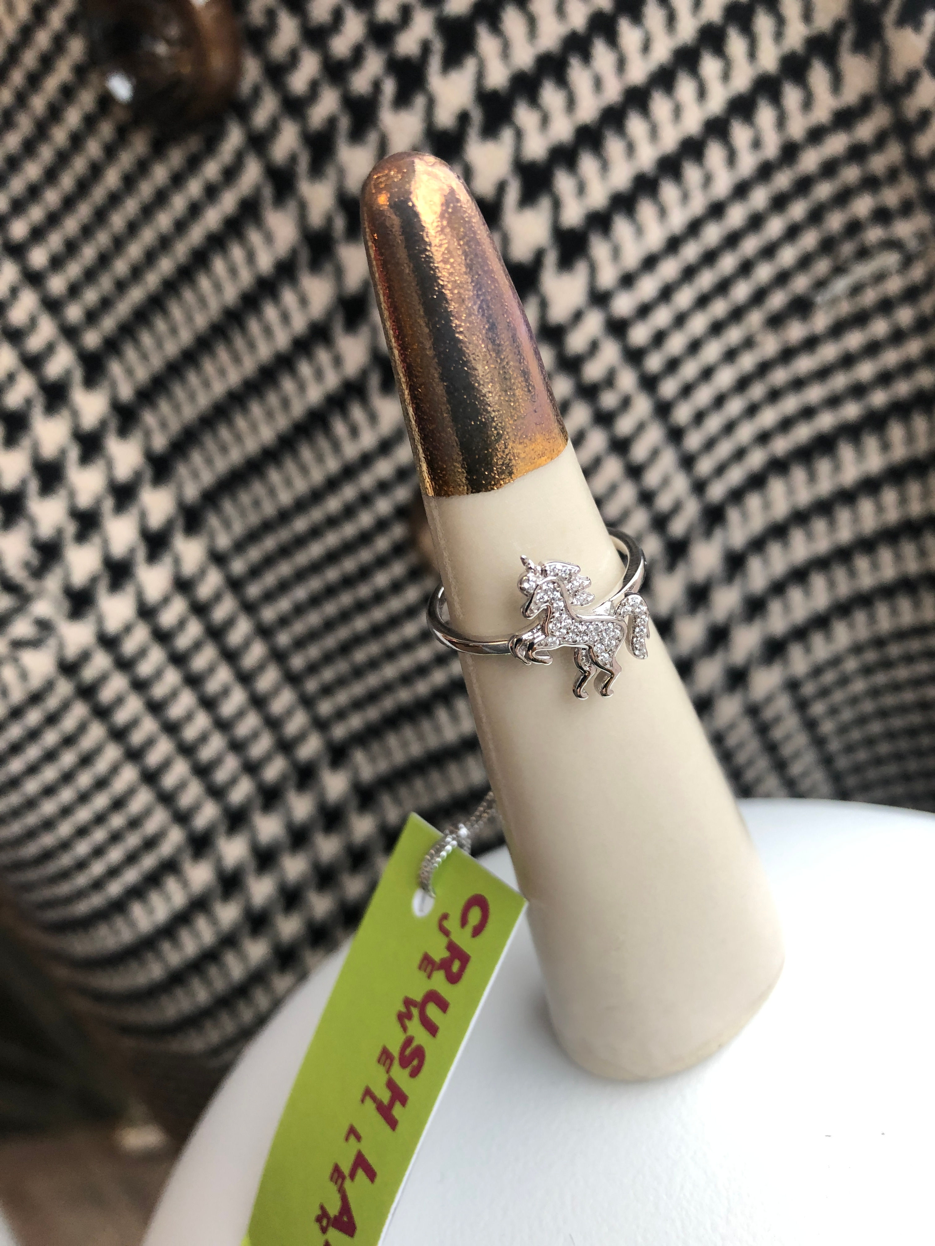 Bague licorne scintillante en argent