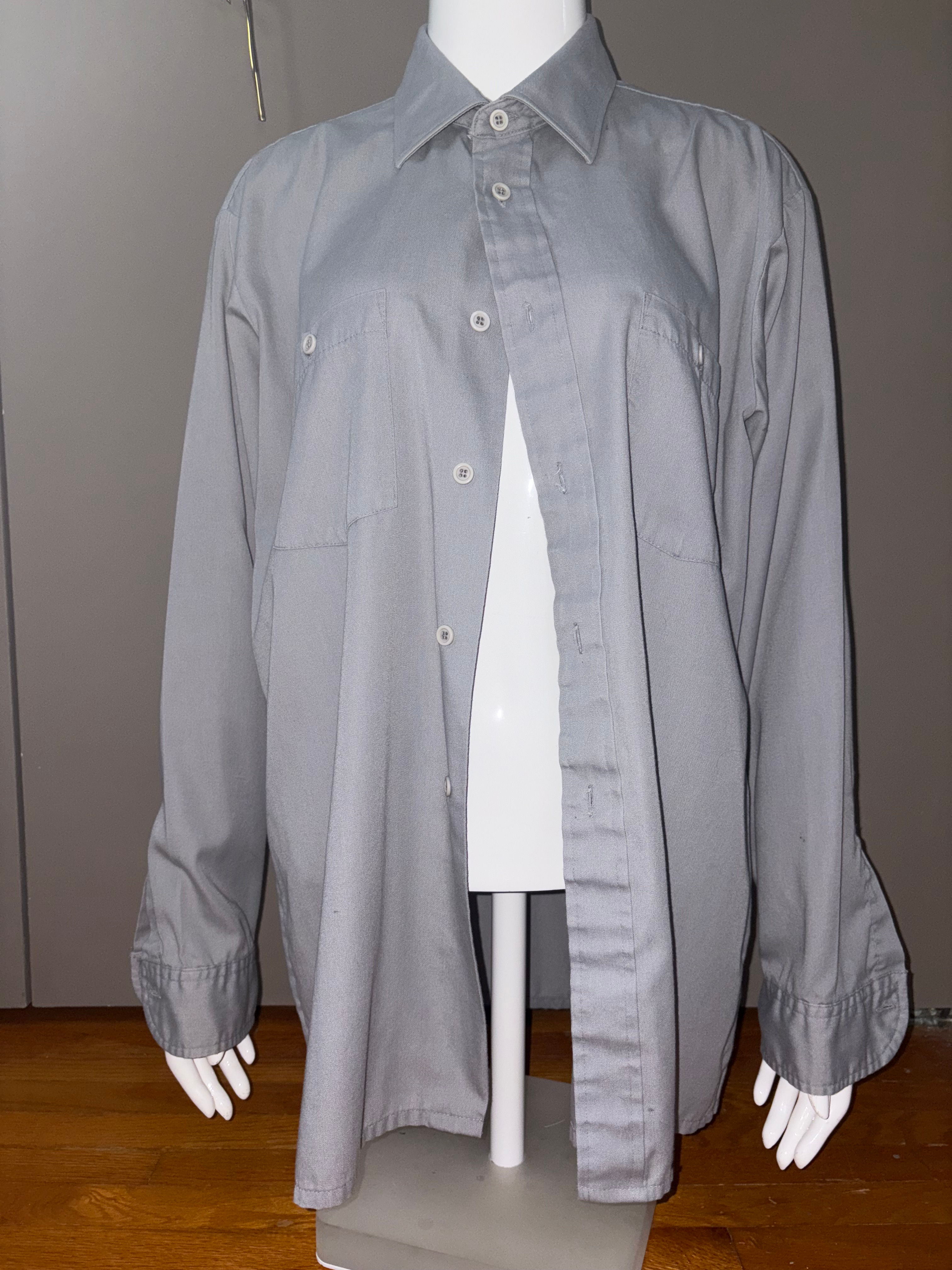 Vintage Arrow Trapping Light Grey Button Up Shirt L