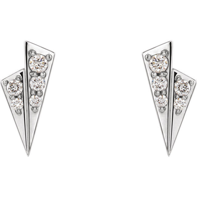 Thumbnail: 14k Gold Diamond Accented Geometric Earrings