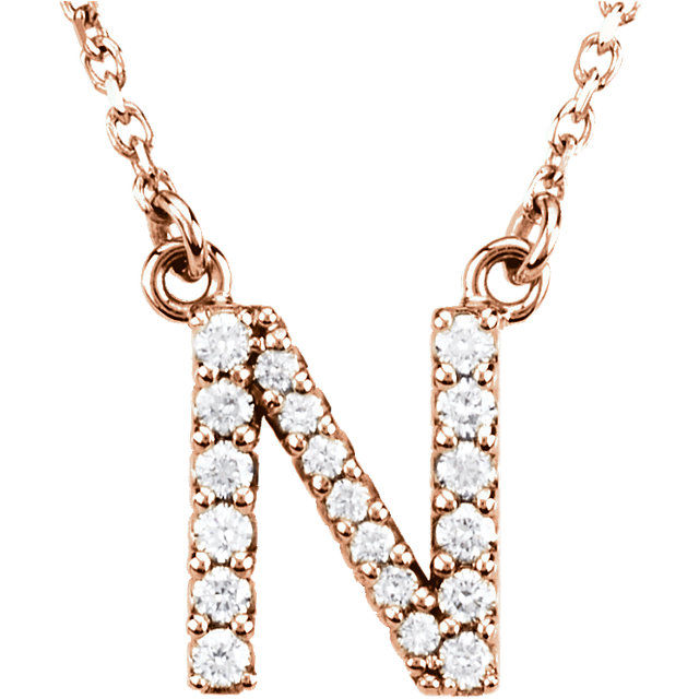 Thumbnail: 14k Gold Diamond Initial Necklace