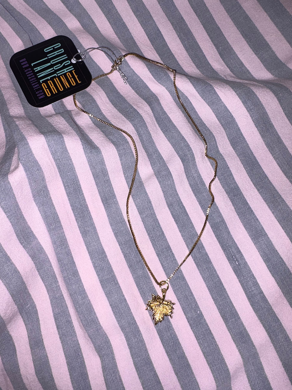 Thumbnail: Maple Leaf Gold Tone Necklace