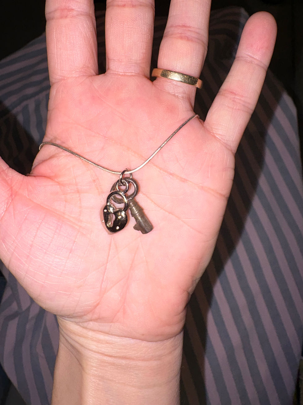 Thumbnail: Antique Key and Heart Lock Necklace