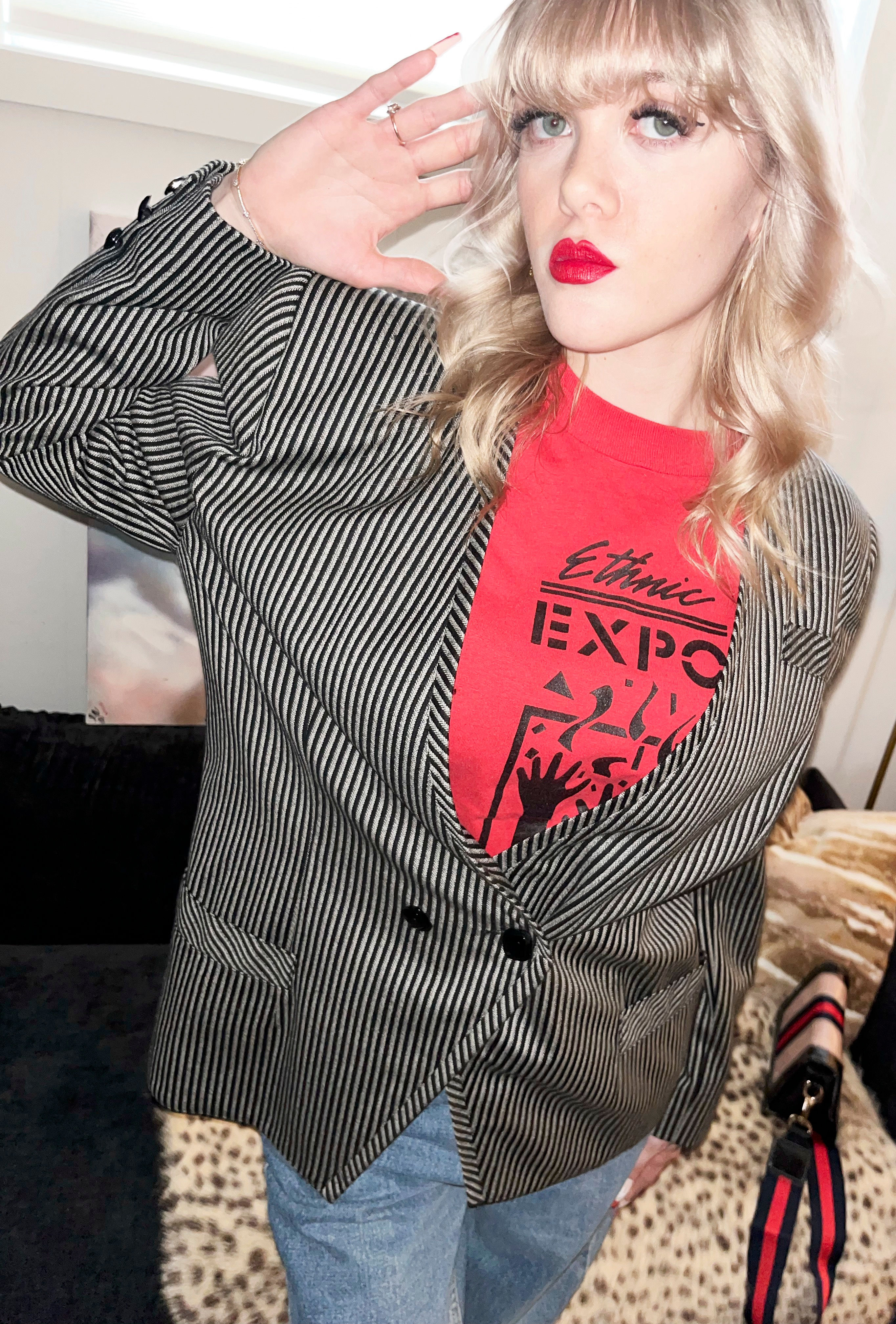 Vintage Francci Double Breasted Pin Stipe Blazers 12