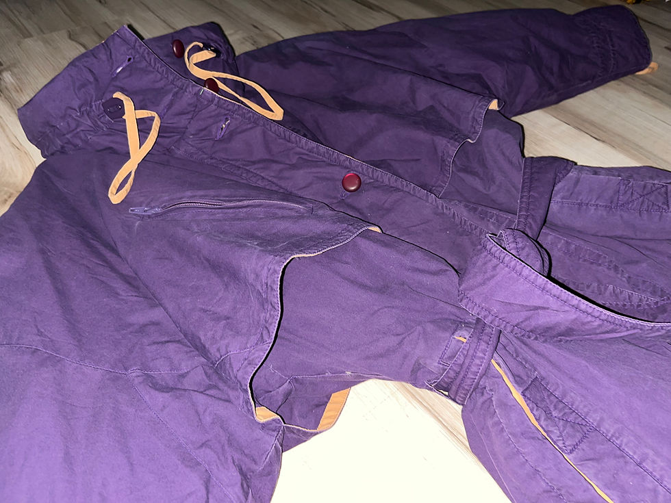Miniature : Manteau vintage en duvet à blocs de couleurs Nuage des années 80 S