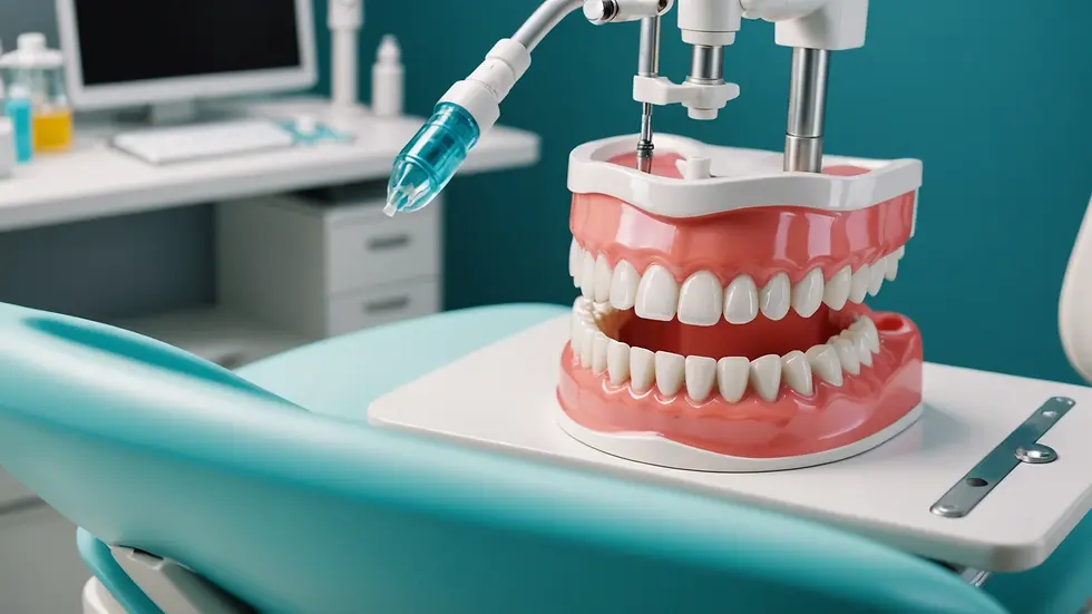 Close-up view of dental equipment prepared for treatment