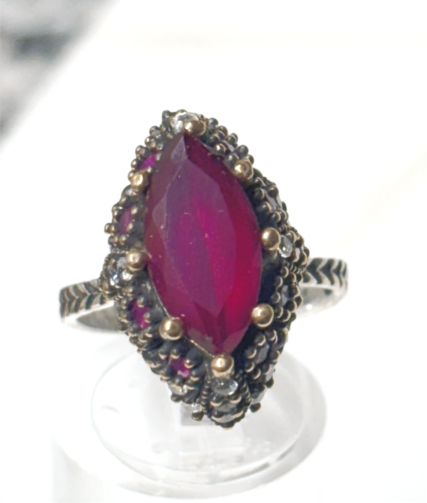 Ottoman Empire 4ct Fire Garnet, 925 Solid Sterling Silver Sz 7.25