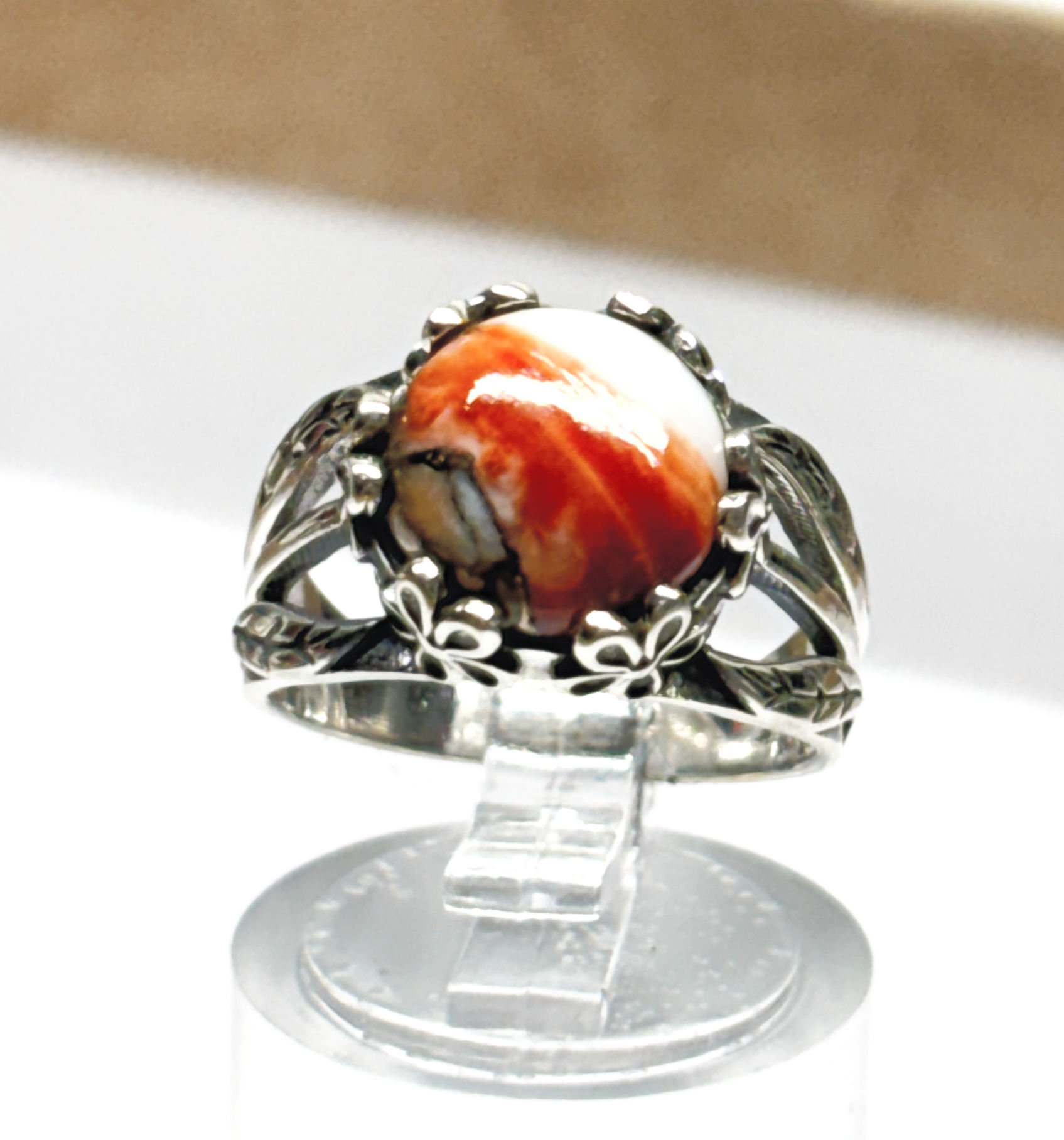 Spiny Oyster, 925 Sterling Silver Ring Sz 6