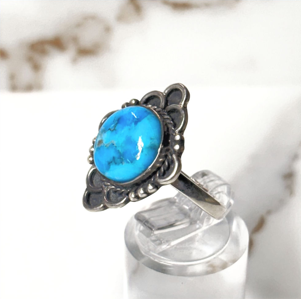 Thumbnail: Kingman Turquoise, 925 Sterling Silver Ring Sz 7