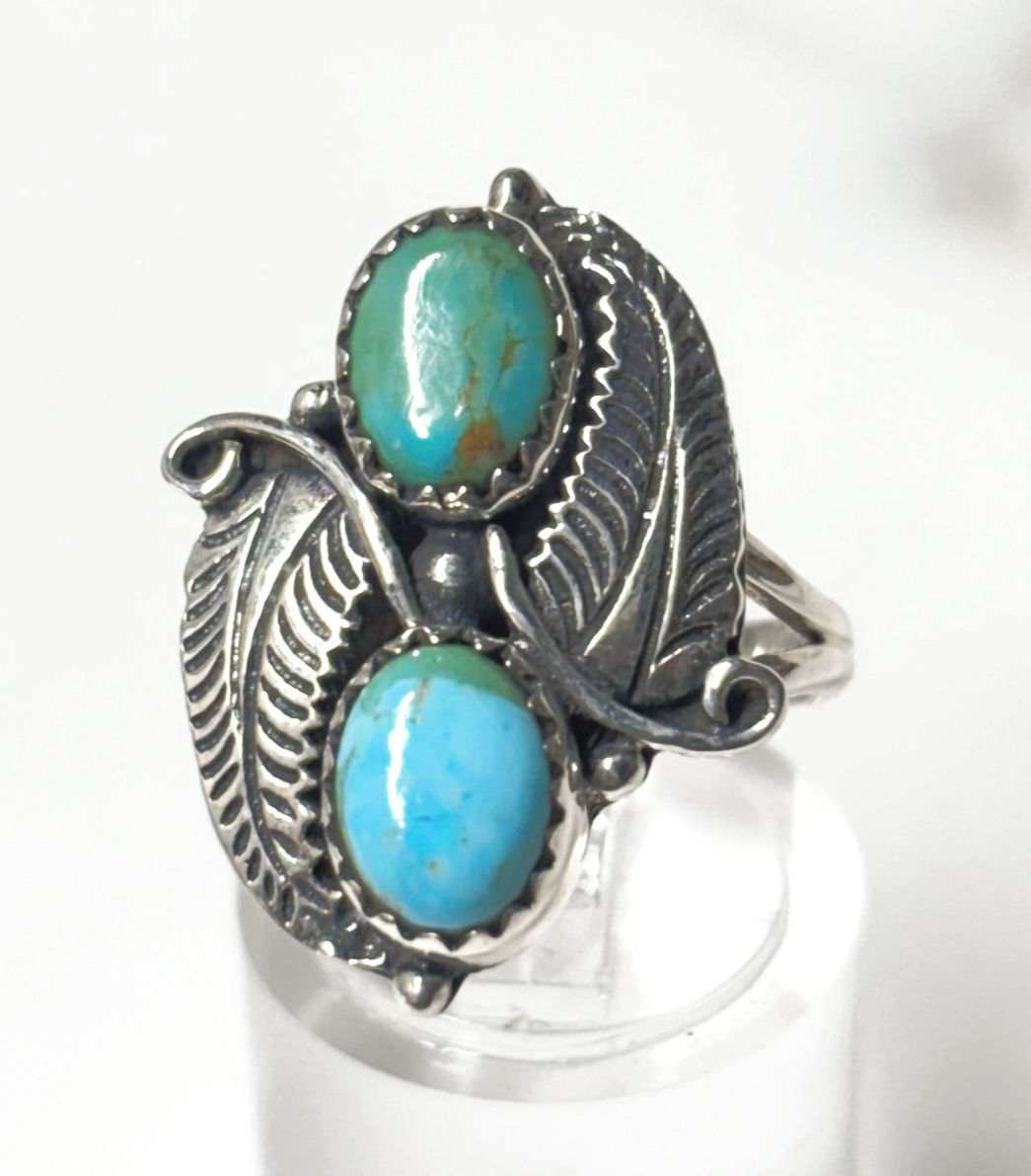 Kingman Turquoise, 925 Sterling Silver Ring Sz 6.75