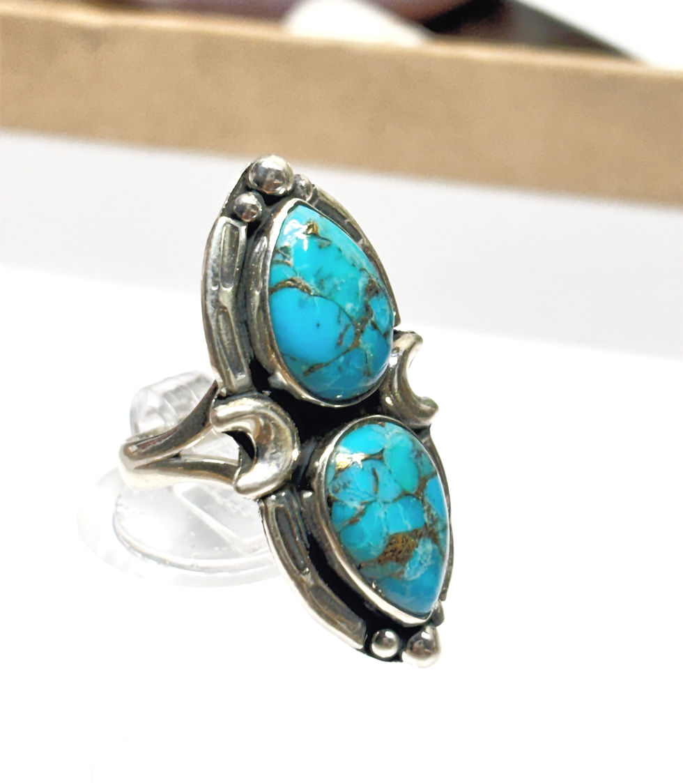 Thumbnail: Kingman Turquoise, 925 Sterling Silver Ring Sz 7