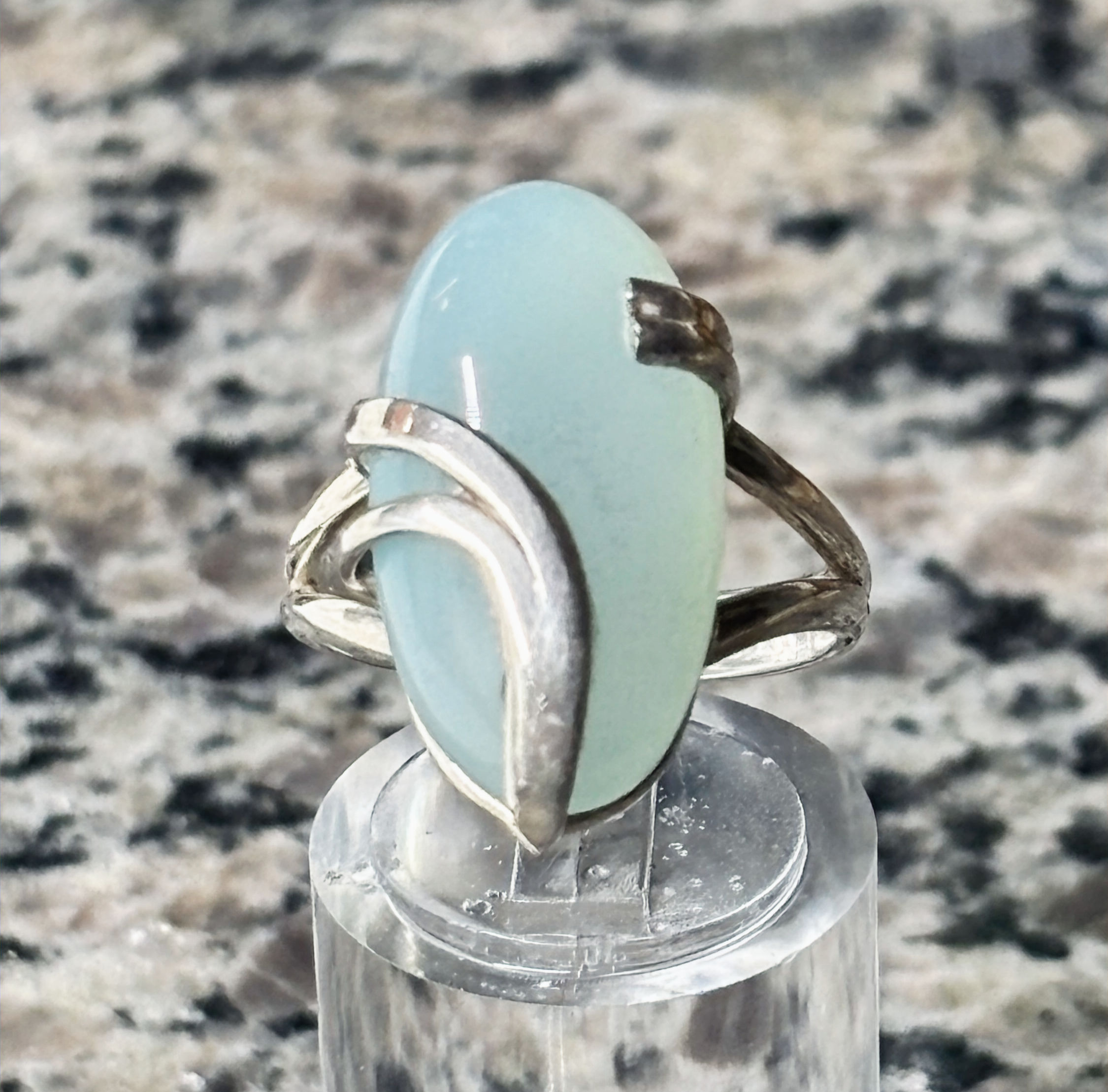 Aqua Chalcedony, 925 Sterling Silver Ring Sz 7