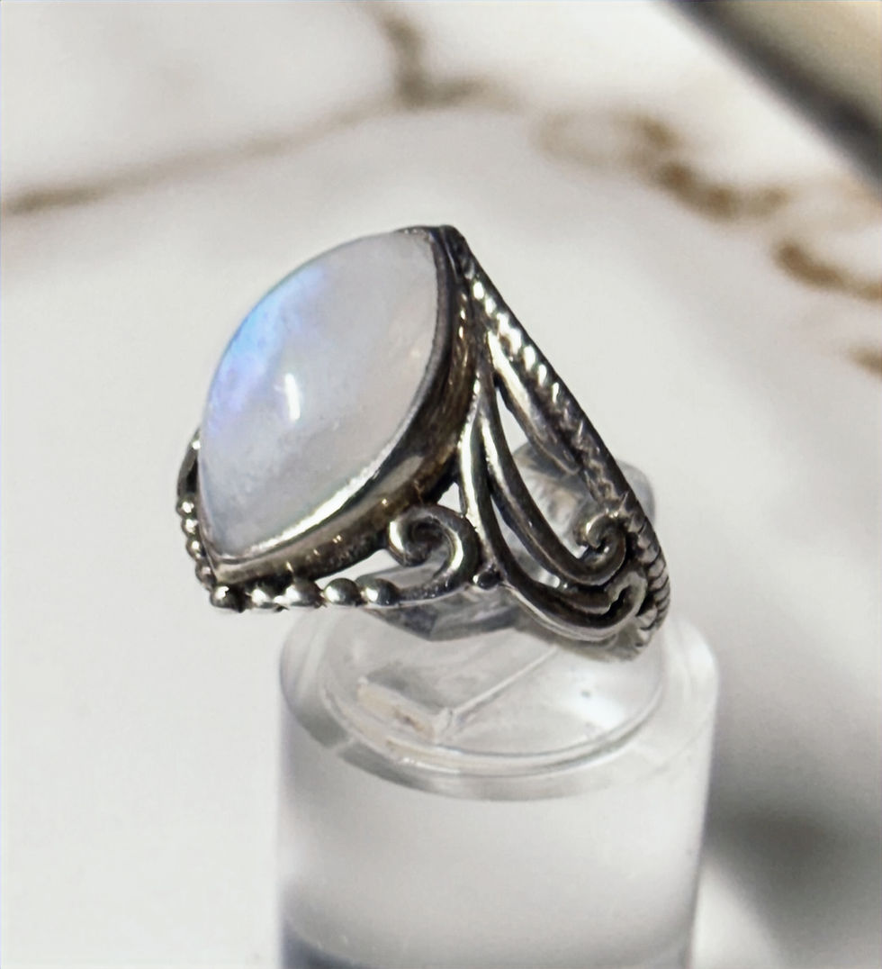 Thumbnail: Moonstone, 925 Sterling Silver Ring Sz 8