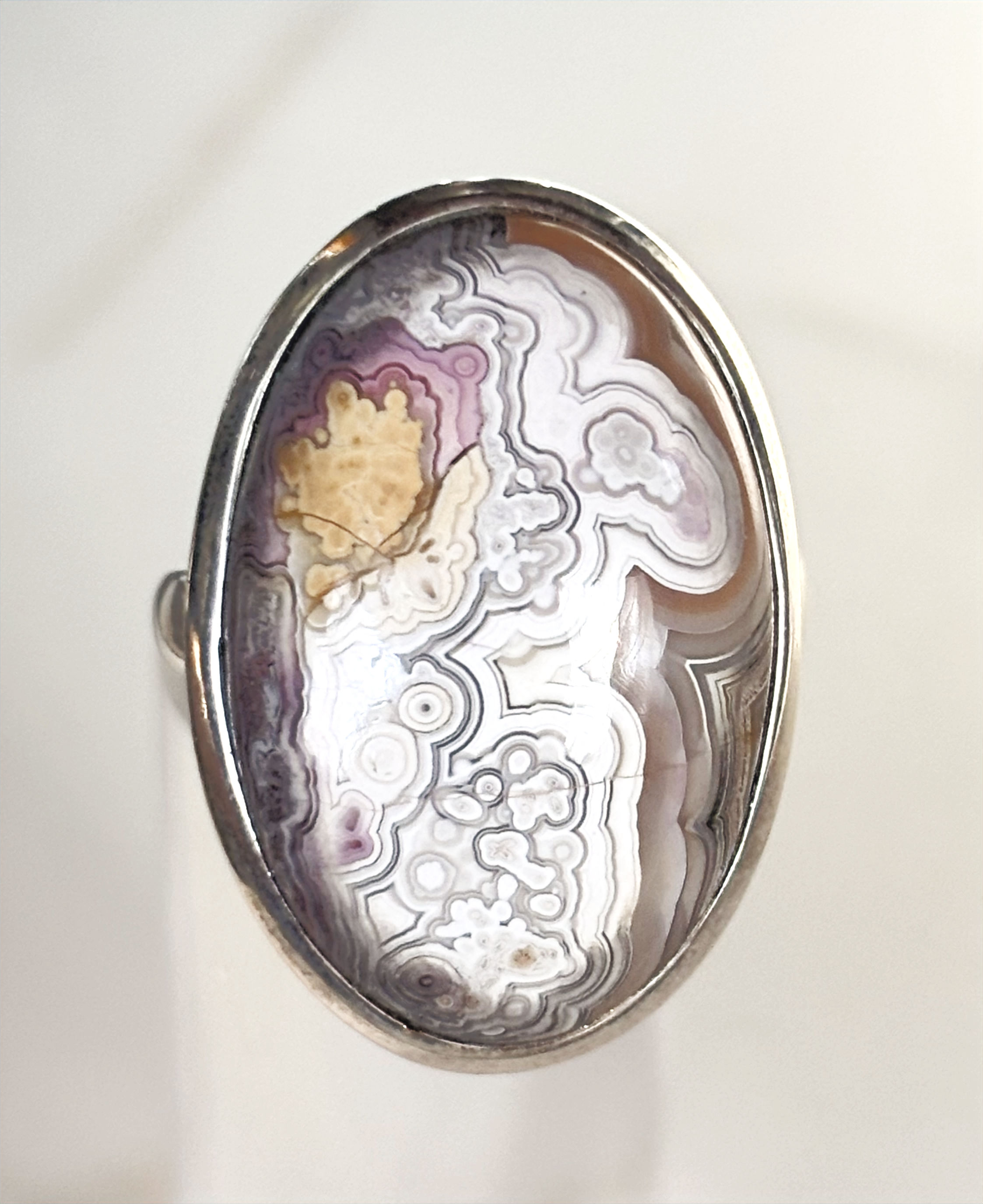 Crazy Lace Agate, 925 Sterling Silver Ring Sz 7.75