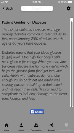 Clicking on Patient Guides for Diabetes.