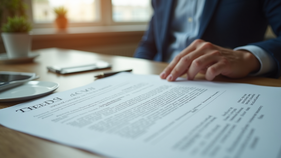 Close-up view of a title deed document on a desk