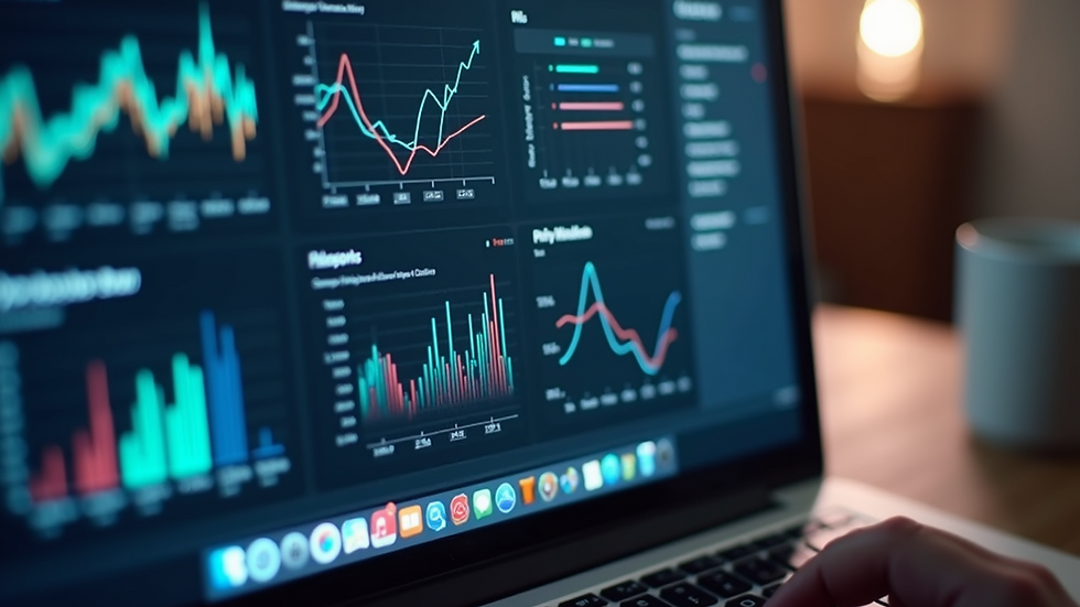 High angle view of a digital marketing dashboard on a computer screen