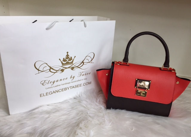 Thumbnail: The Melissa Bowler Leather With Side Flaps: Red/Dark Brown