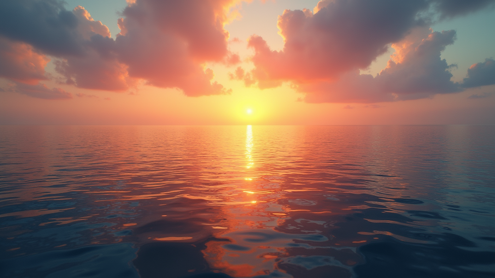 High angle view of a serene ocean horizon at sunset