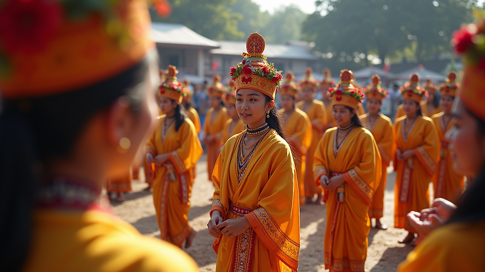 High angle view of a cultural festival showcasing traditional performances