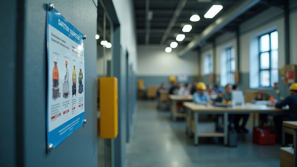 Eye-level view of a safety poster displayed in a workplace