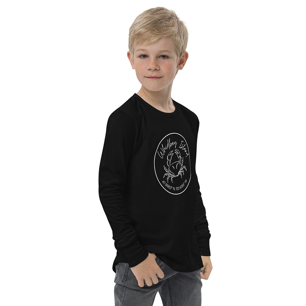 Thumbnail: Unisex Youth long sleeve Whidbey Crab tee