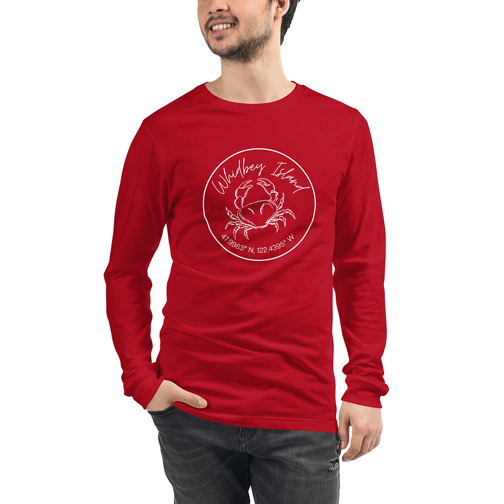 Thumbnail: Unisex Long Sleeve Whidbey Crab Tee