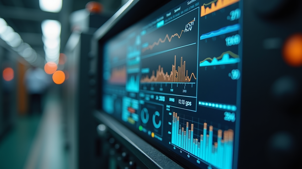 Close-up view of industrial machine dashboard showing performance metrics