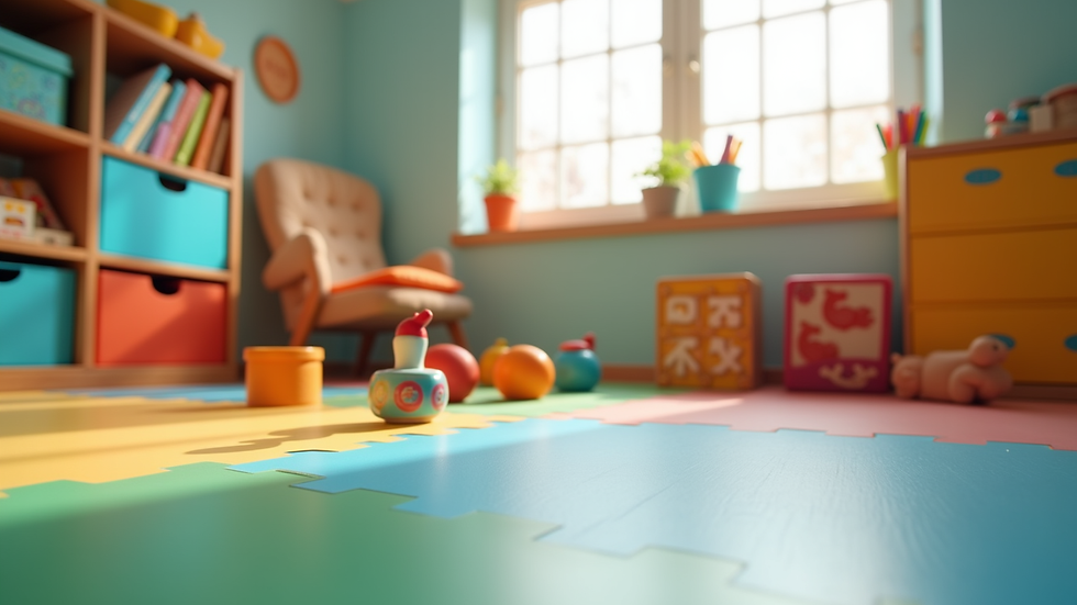 Eye-level view of a colorful playroom with educational toys