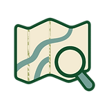 Map and magnifying glass visual representing a Cabin Rental website topic for Website Build in Bristol, TN