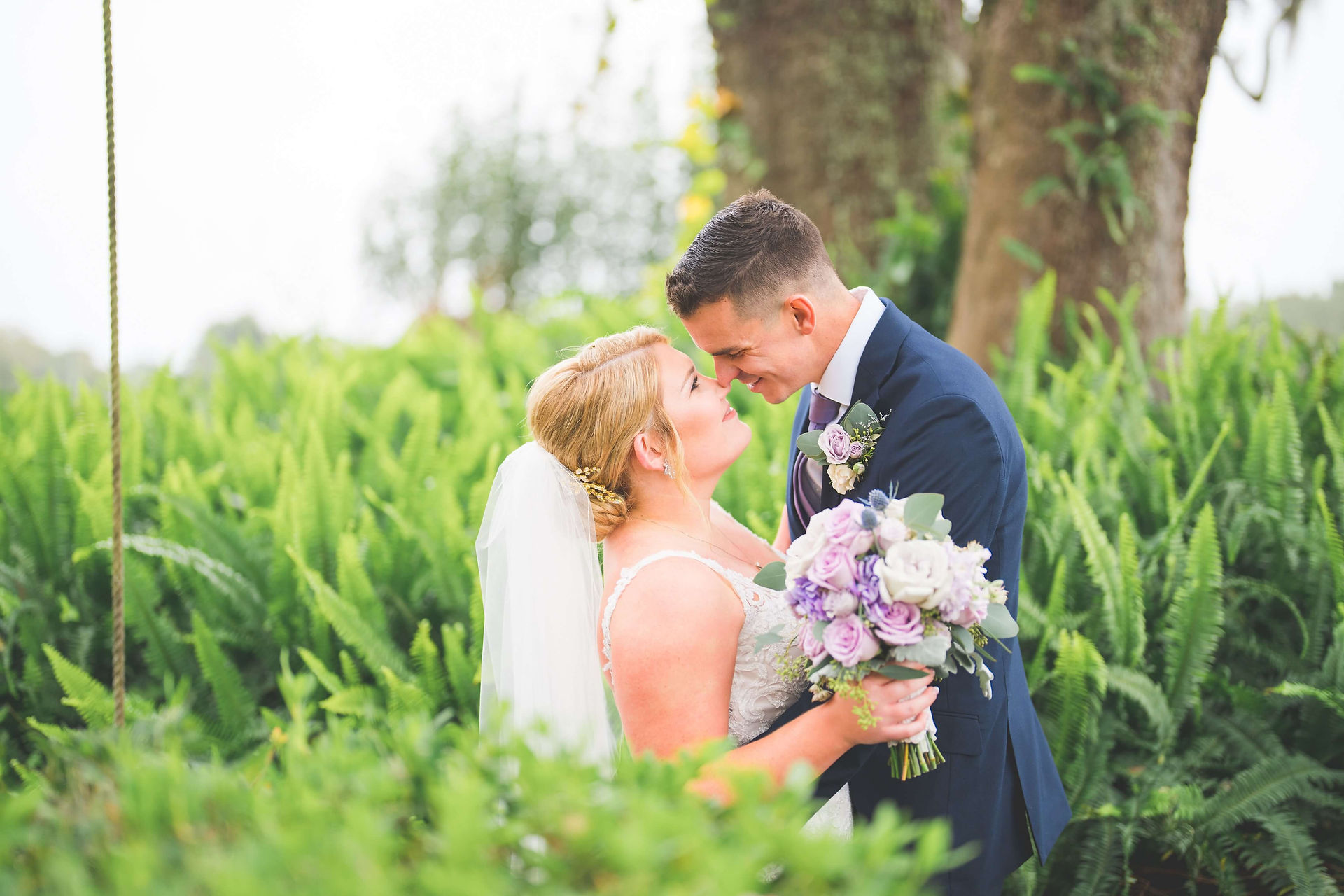 Bridal bouquet purple and navy tones