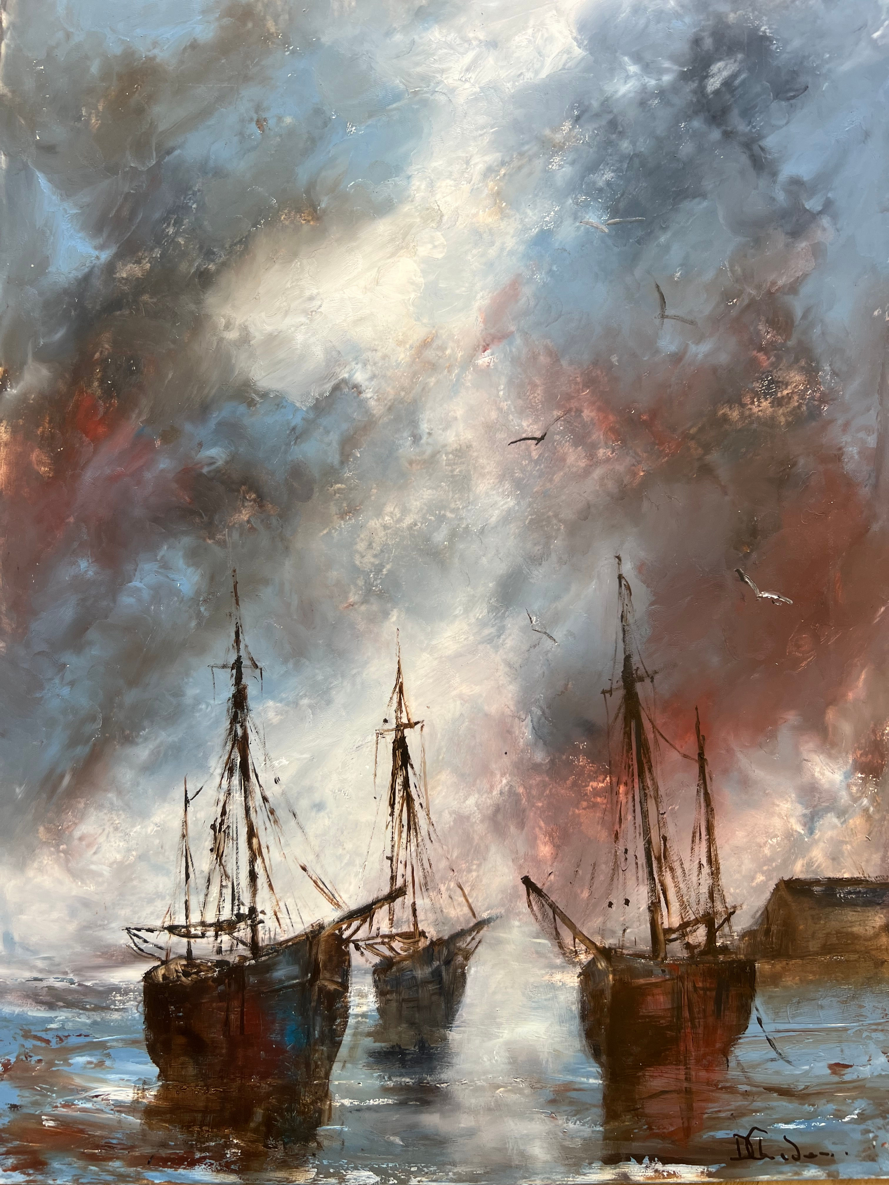 Boats in the morning at Lyme Regis Harbour 1820