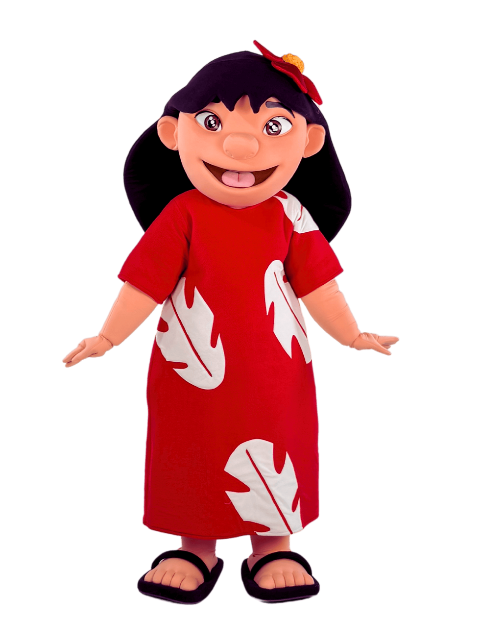 mascotte du personnage Lilo du film Lilo & Stitch petite fille hawaienne en robe rouge