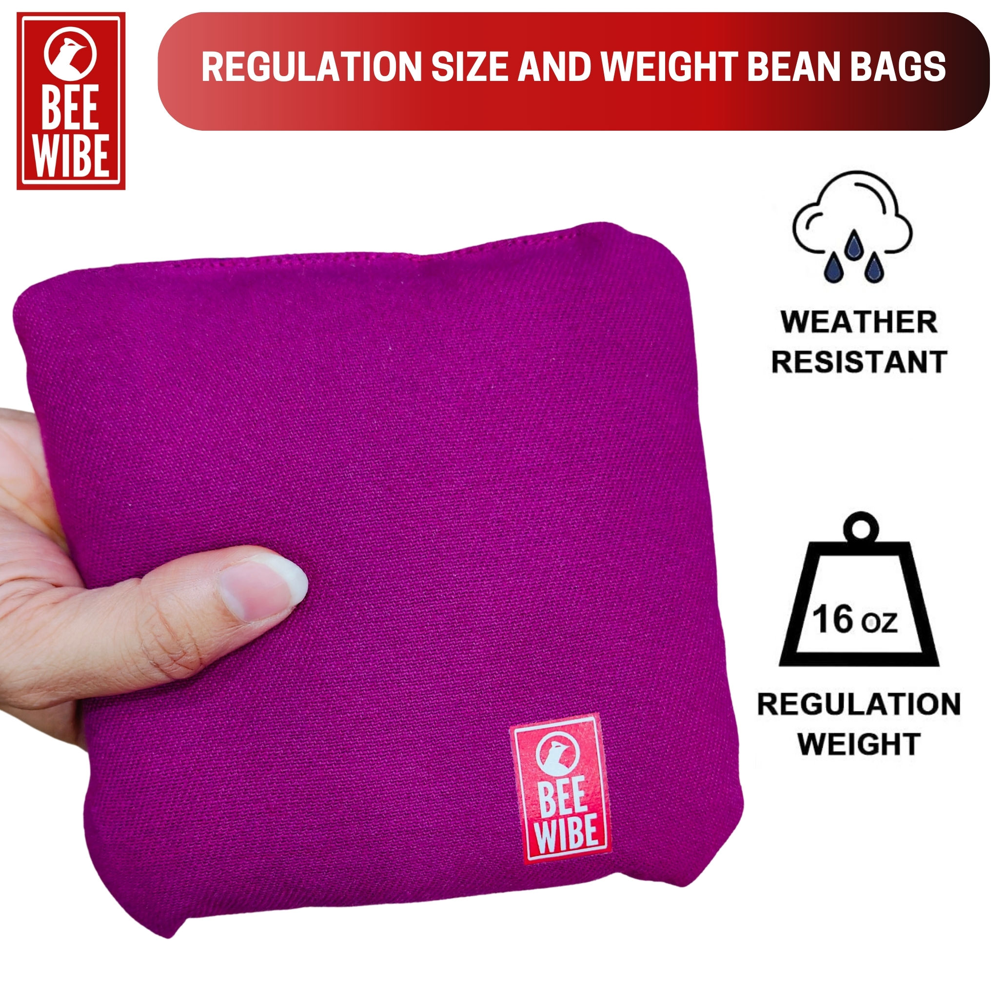 Beewibe Set of 4 Regulation Cornhole Bags (Pink)