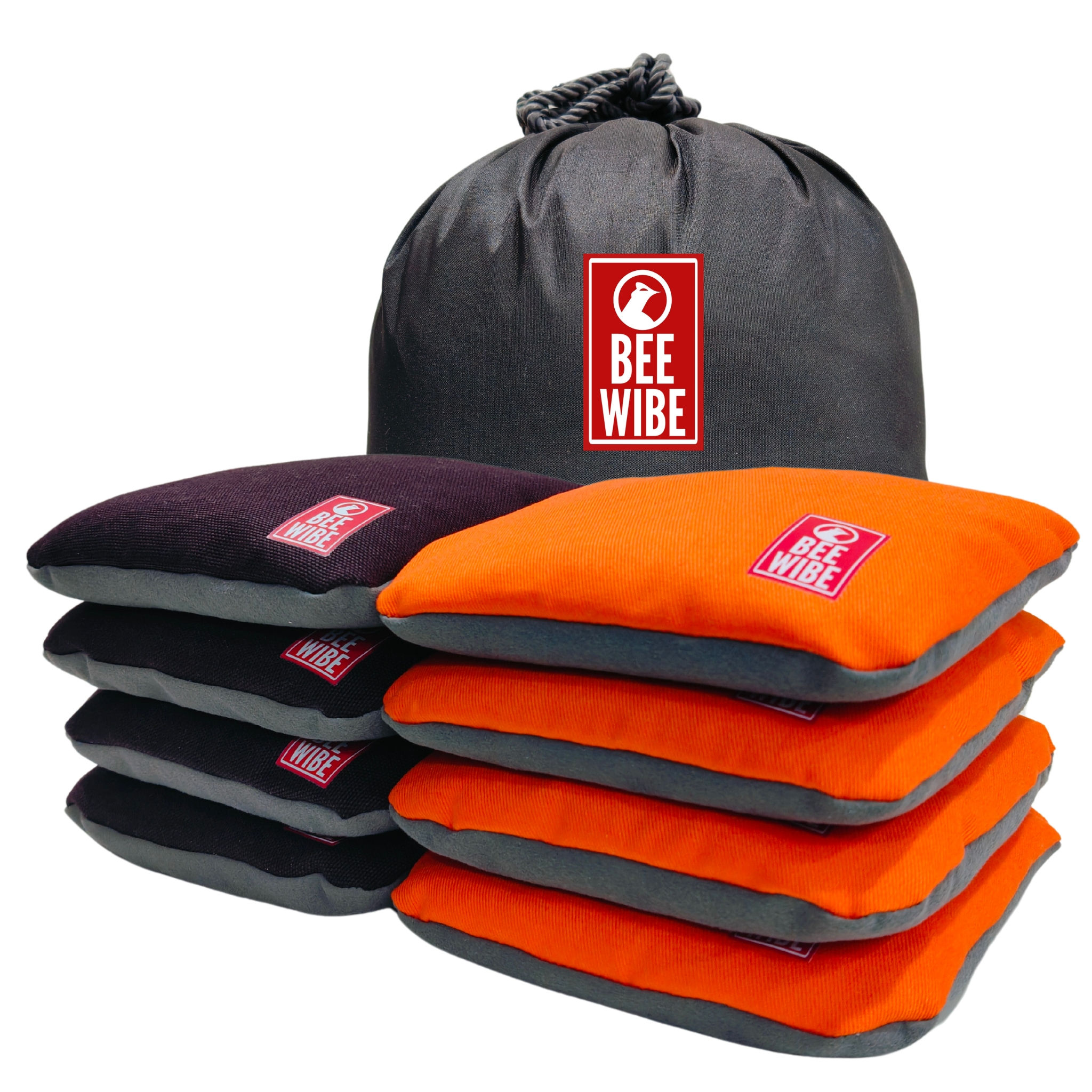 Beewibe Set of 8 Regulation Cornhole Suede Bags (Brown/Orange)