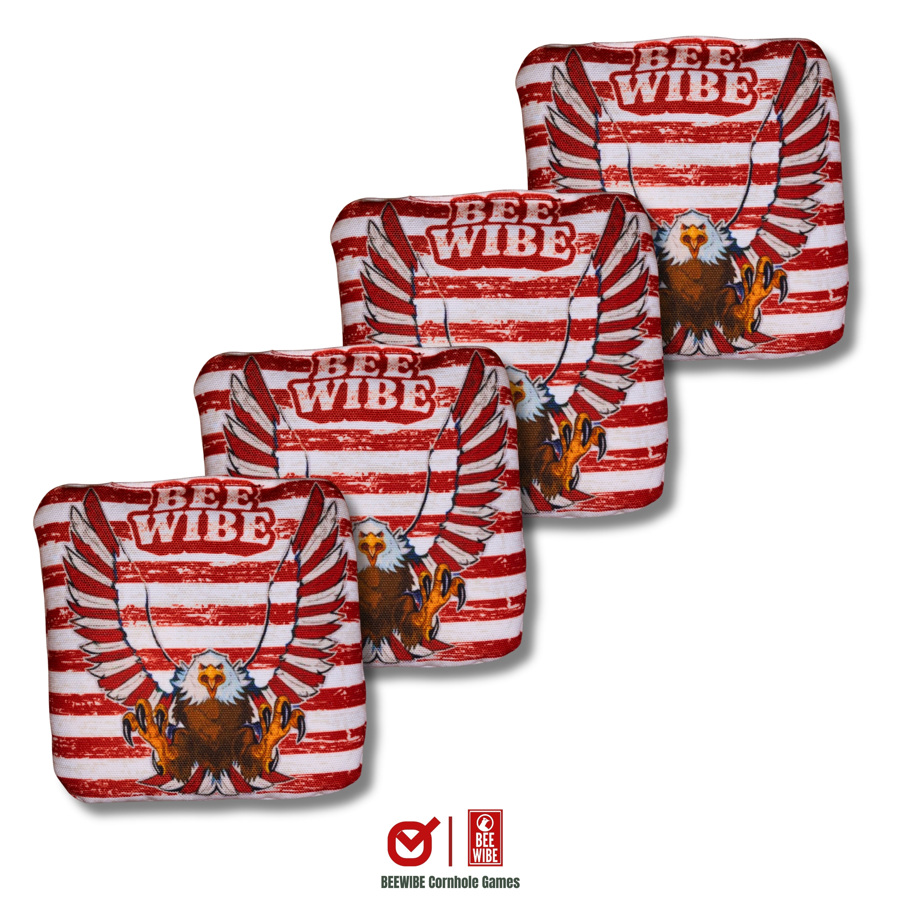 Beewibe Set of 4 Official Regulation Cornhole Bags (Freedom White Eagle)