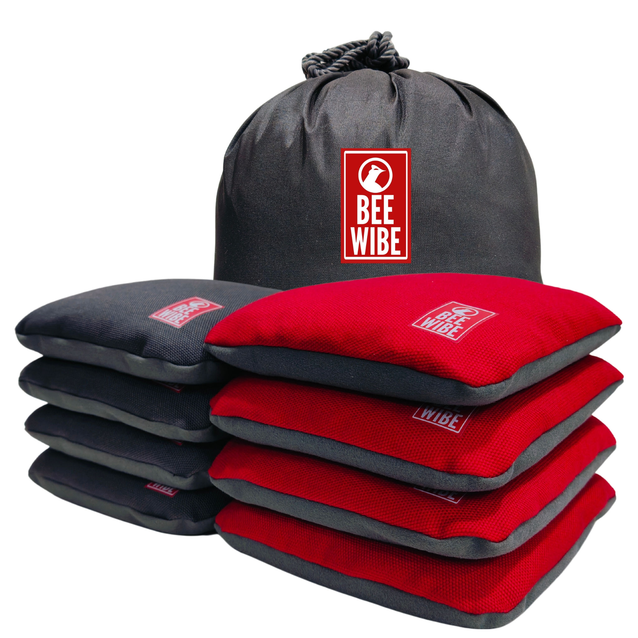 Beewibe Set of 8 Regulation Cornhole Suede Bags (Red/Grey)