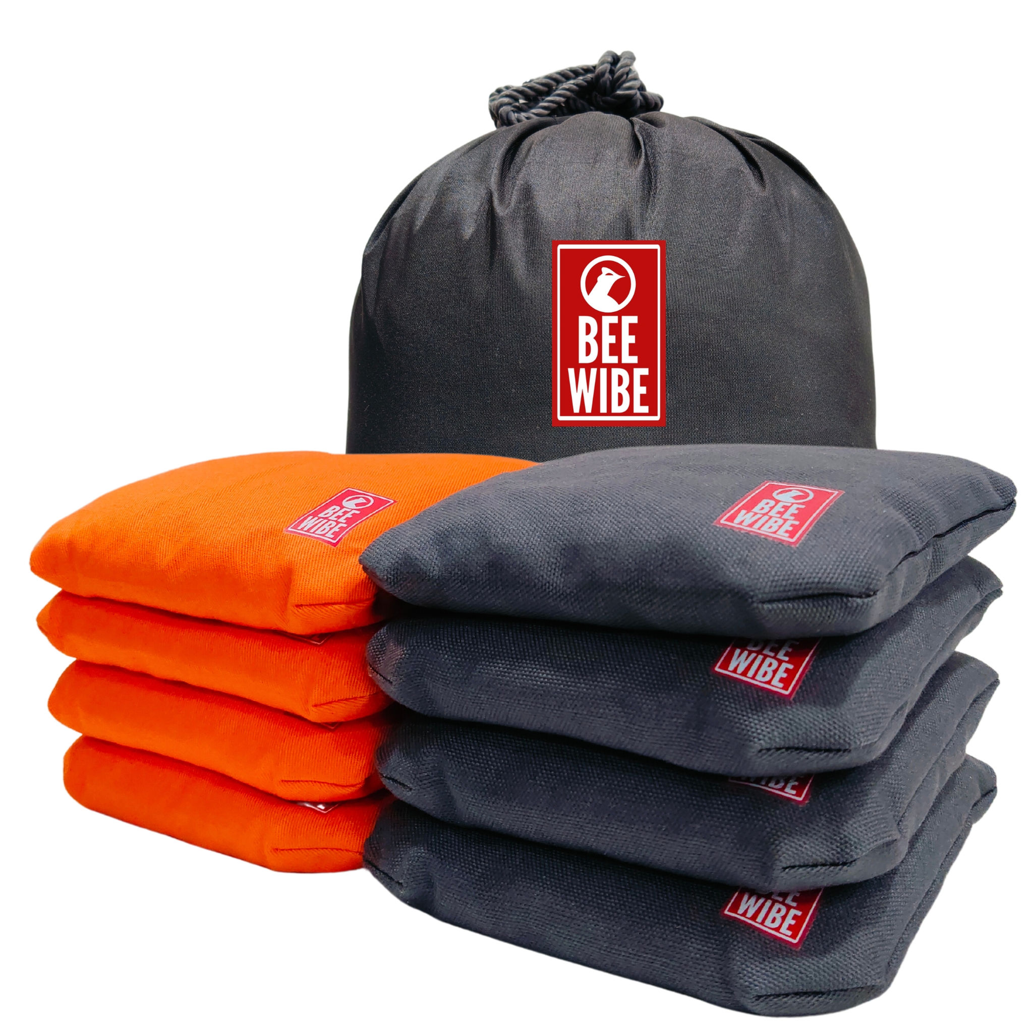 Beewibe Set of 8 Regulation Cornhole Suede Bags (Orange/Grey)