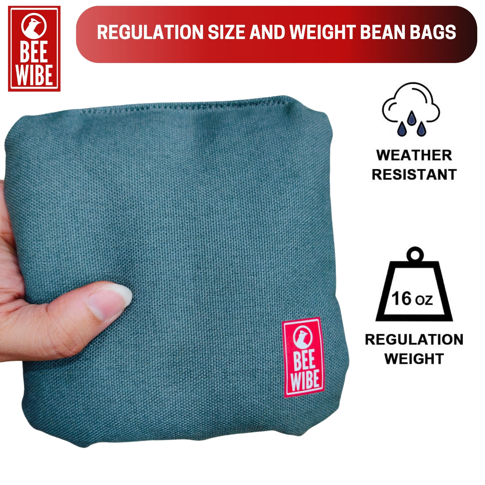 Beewibe Set of 4 Regulation Cornhole Bags (Sea Green)