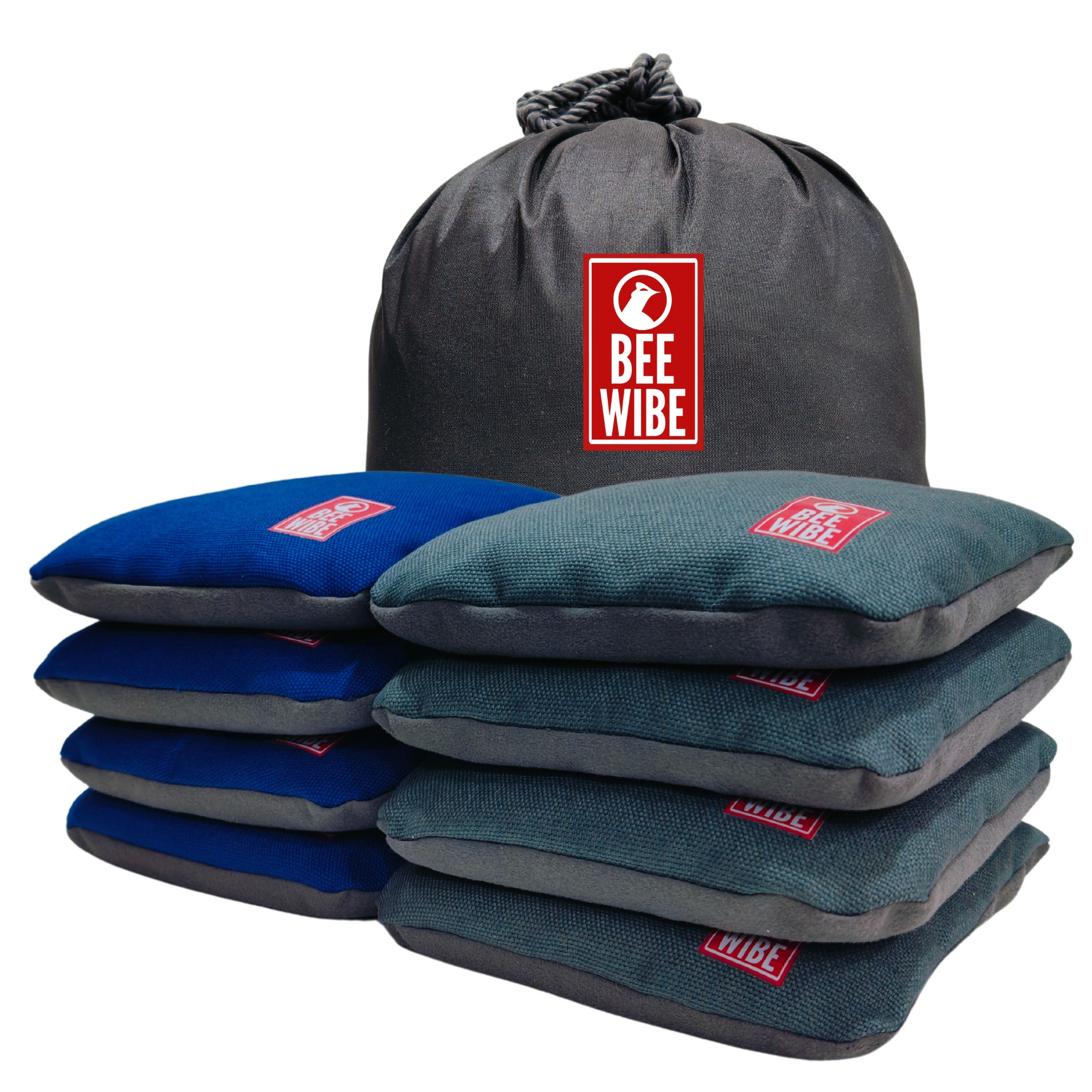 Beewibe Set of 8 Regulation Cornhole Suede Bags (Blue/Sea Green)
