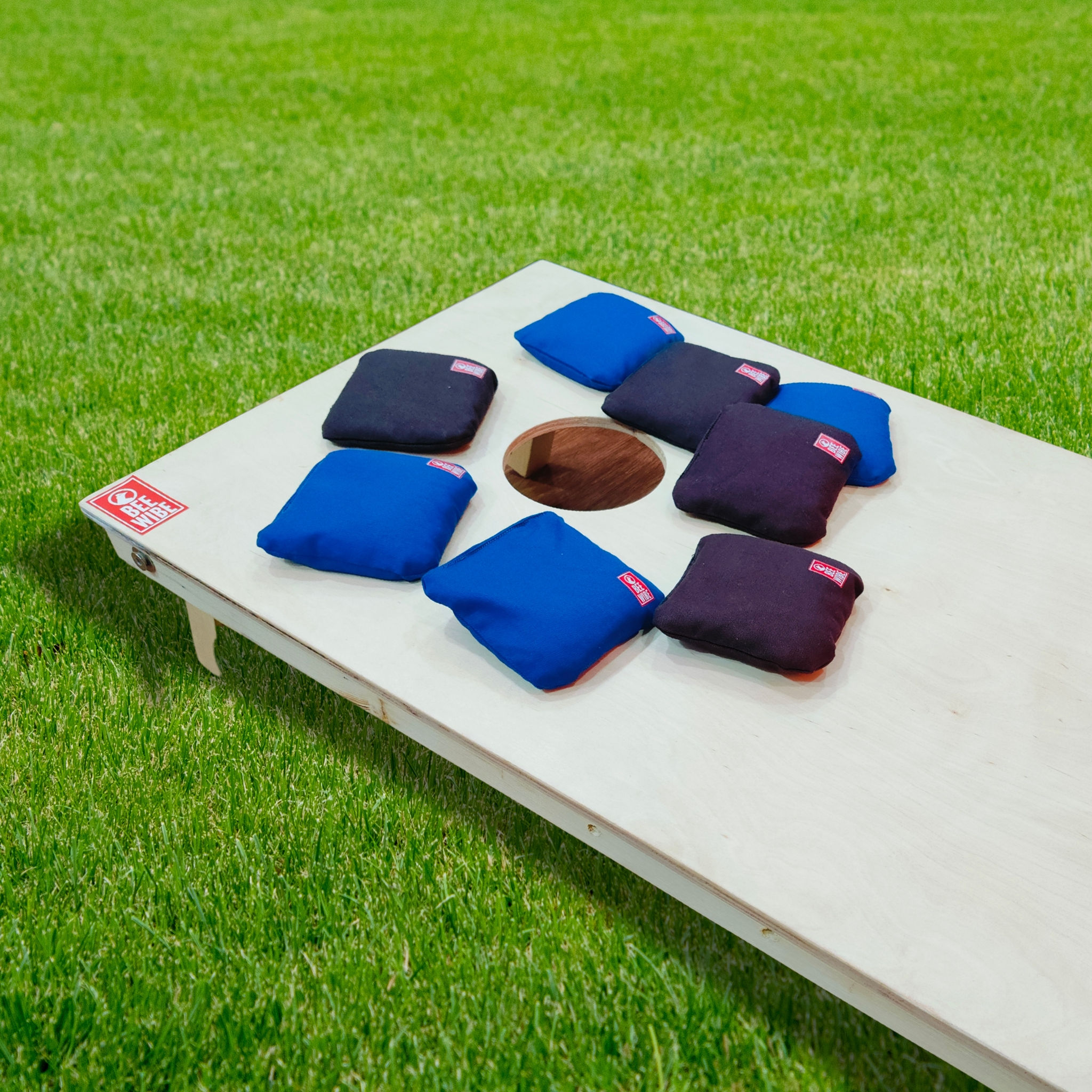 Beewibe Set of 8 Regulation Cornhole Bags (Brown/ Blue)