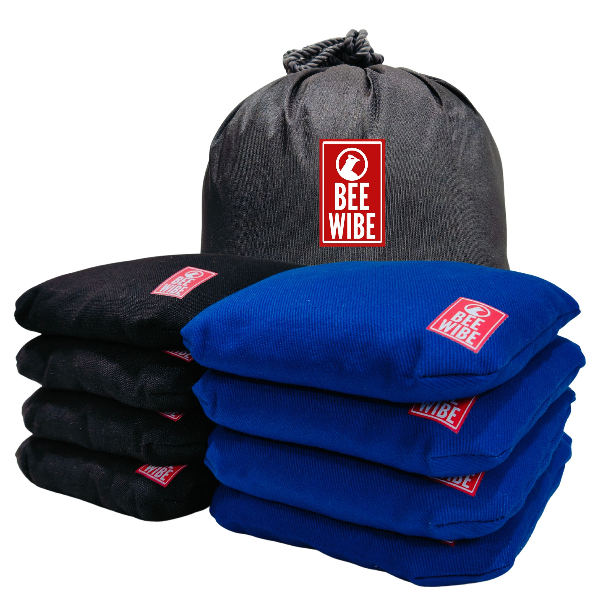 Beewibe Set of 8 Regulation Cornhole Bags (Black/ Blue)