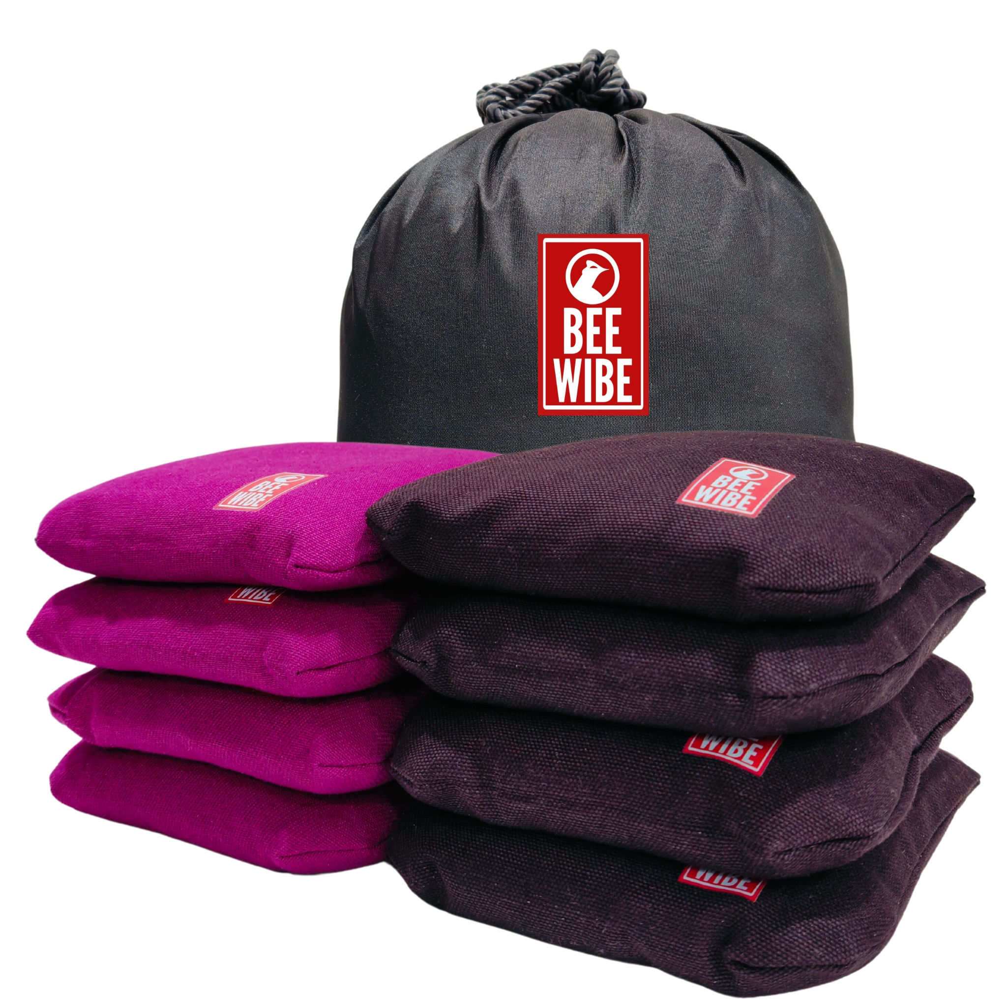 Beewibe Set of 8 Regulation Cornhole Bags (Brown/Pink)
