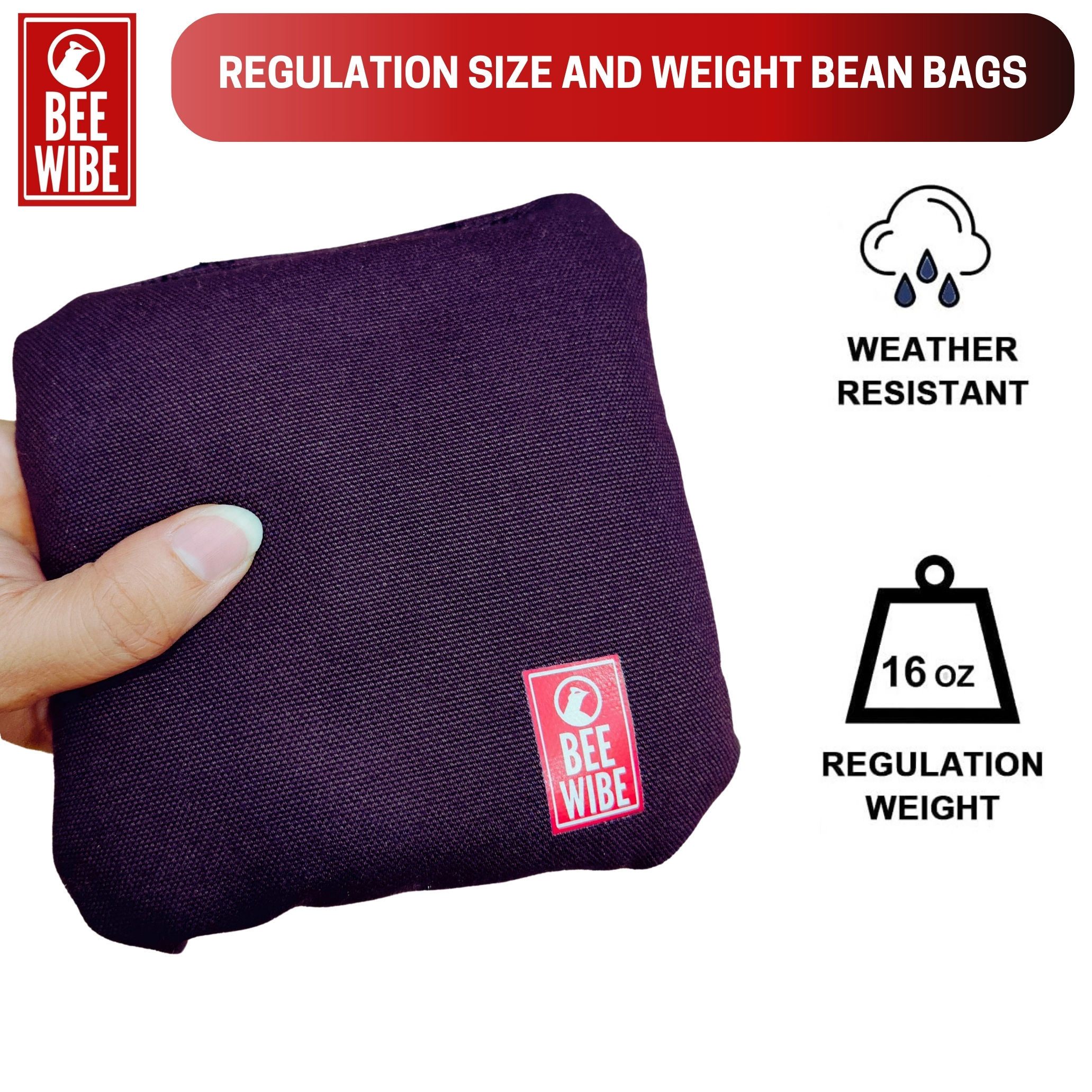 Beewibe Set of 4 Regulation Cornhole Bags (Brown)