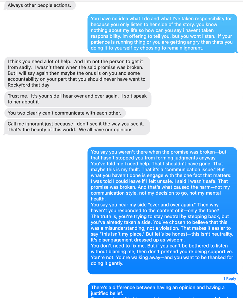Text Messages Exchange With Family Member 11/13