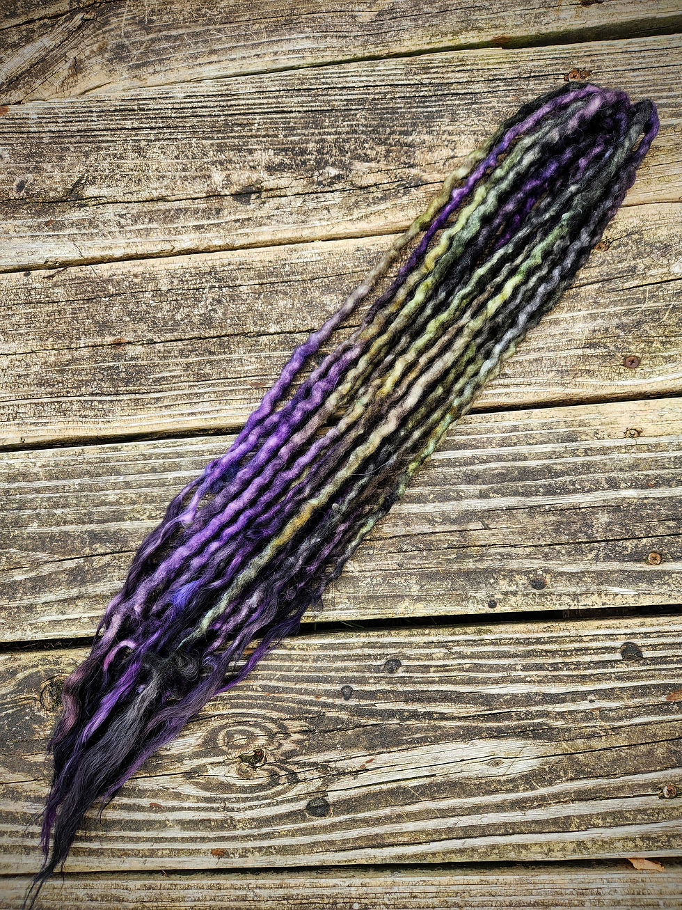 Thumbnail: Tourmaline Accent Set of Wool Dreadlocks