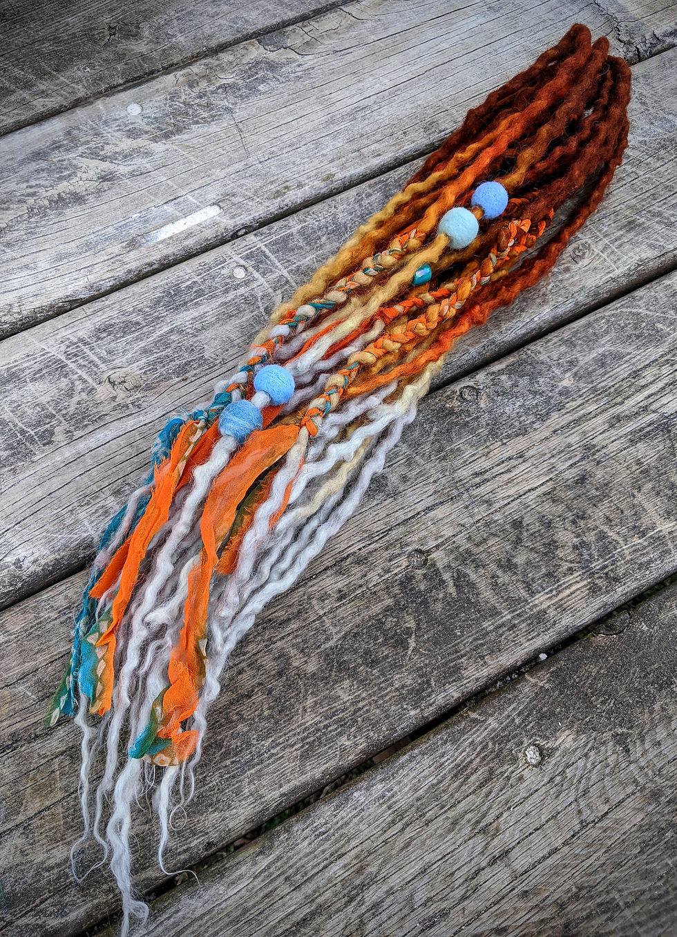 Thumbnail: Tangerine Sunrise Half Set of Wool Dreadlocks