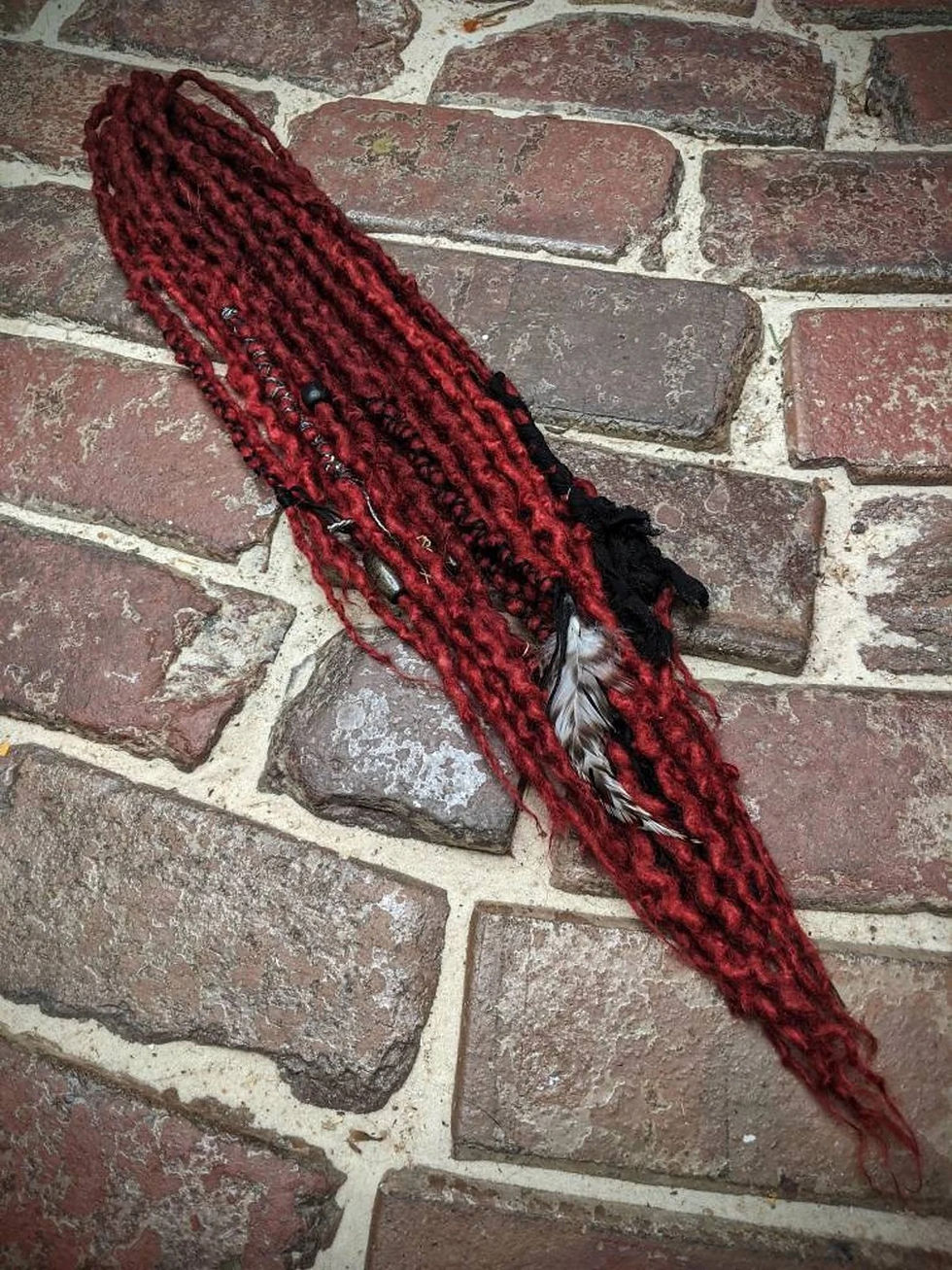 Thumbnail: Russet Red Accent Set of Wool Dreadlocks