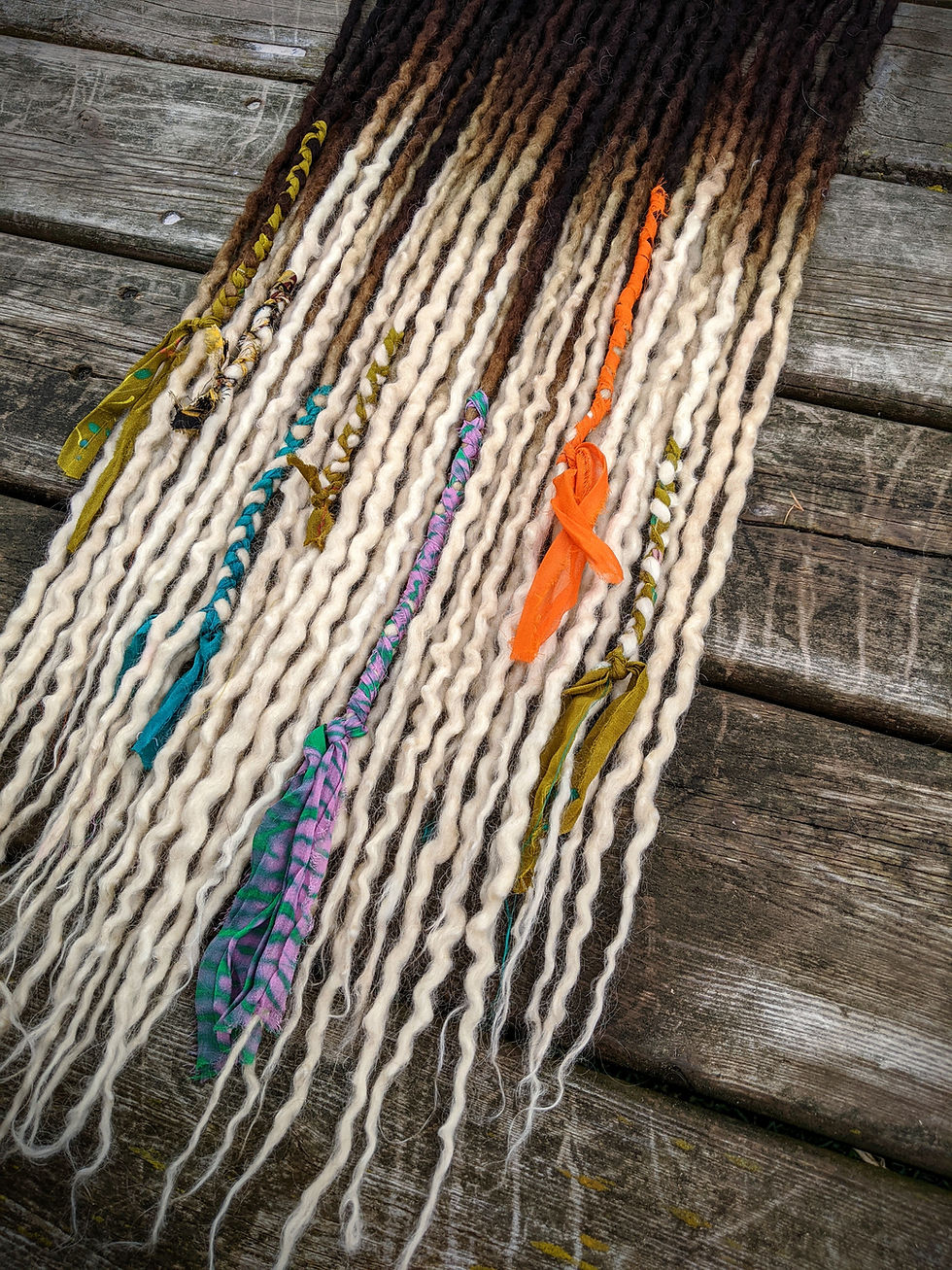 Thumbnail: Darkest Brown to Blonde Ombre Half Set of Wool Dreadlocks