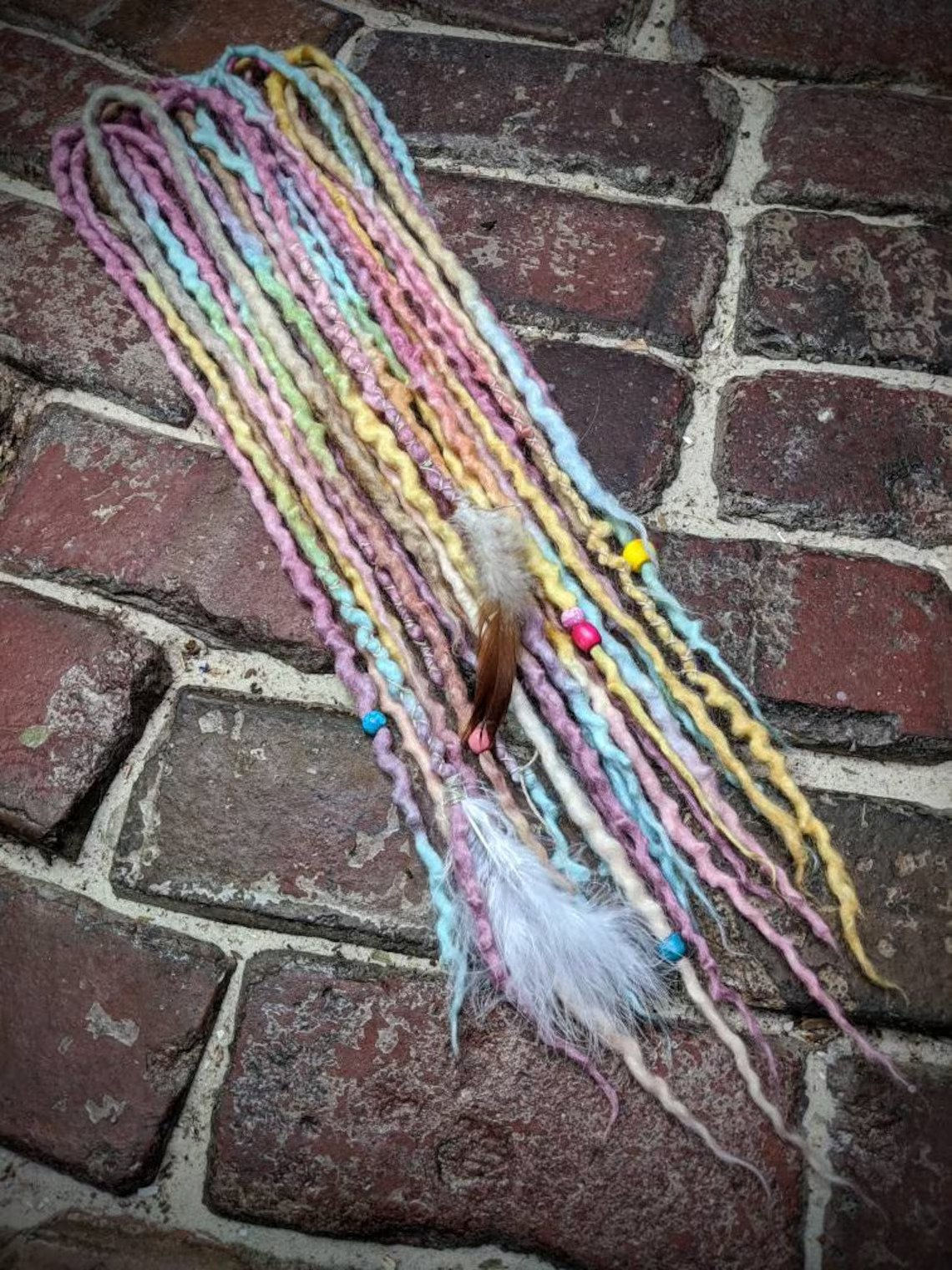 Pastel Partial Set of Wool Dreadlocks