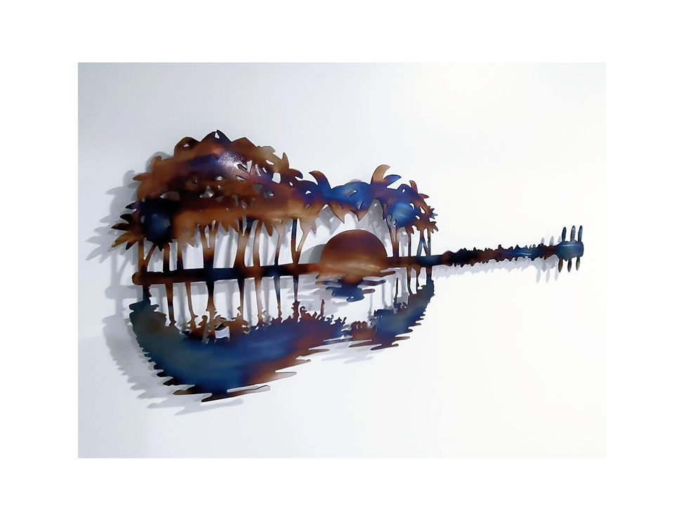 Abstract Sunset Guitar Metal Sign